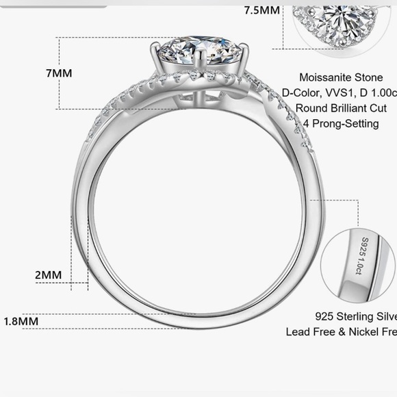 ❤️KRKC Moissanite Ring 1 Carat❤️ NIB - Picture 7 of 11